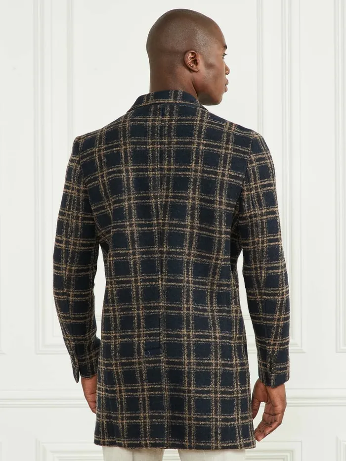Jackets and Coats Daily Single Breasted WoolBlend Coat Blue Brown Macrocheck GUESS Men Jackets and Coats Daily Single Breasted WoolBlend Coat Blue Brown Macrocheck GUESS Men