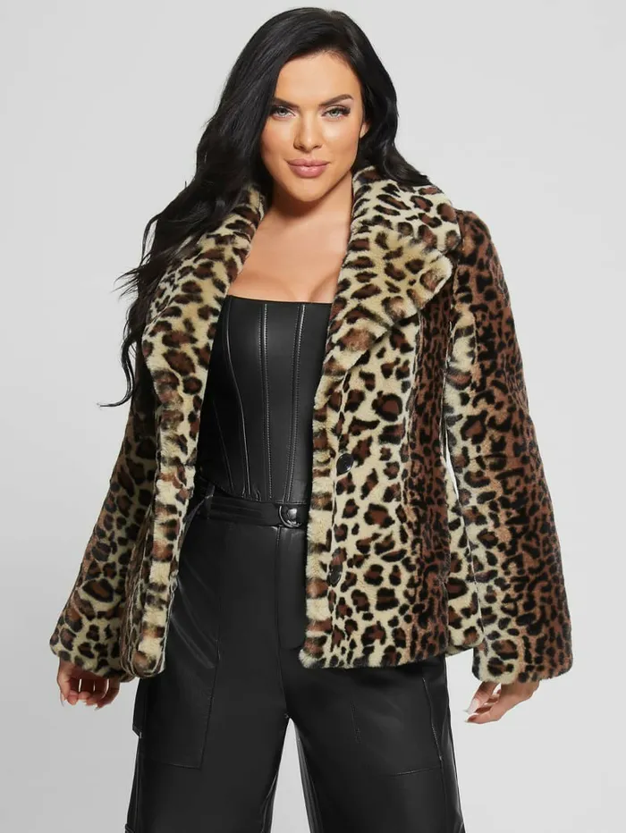 Jackets and Coats Denise Leopard Coat Natural Leo Combo GUESS Women Jackets and Coats Denise Leopard Coat Natural Leo Combo GUESS Women