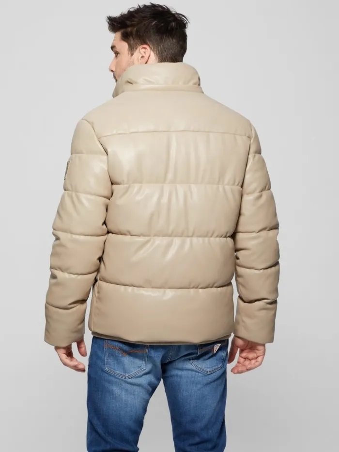 Jackets and Coats GUESS Men FauxLeather Hooded Puffer Jacket Pasadena Stone Jackets and Coats GUESS Men FauxLeather Hooded Puffer Jacket Pasadena Stone