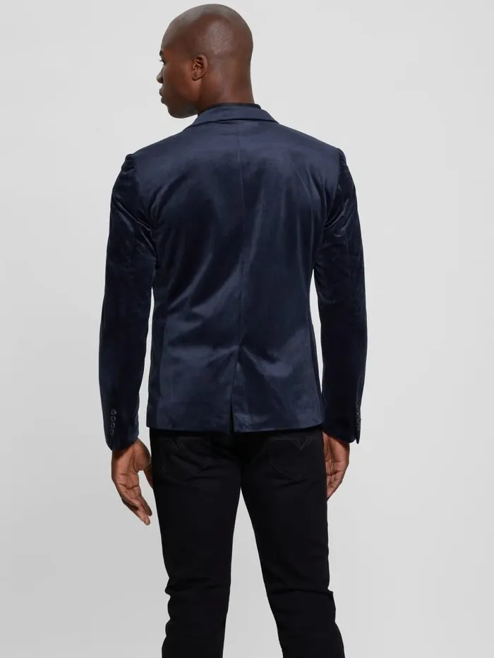 Jackets and Coats GUESS Men Fulham Velvet Blazer Bleu lgant Jackets and Coats GUESS Men Fulham Velvet Blazer Bleu lgant