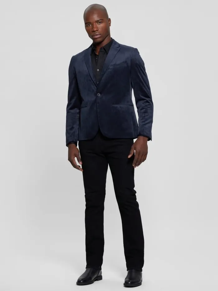 Jackets and Coats GUESS Men Fulham Velvet Blazer Bleu lgant Jackets and Coats GUESS Men Fulham Velvet Blazer Bleu lgant