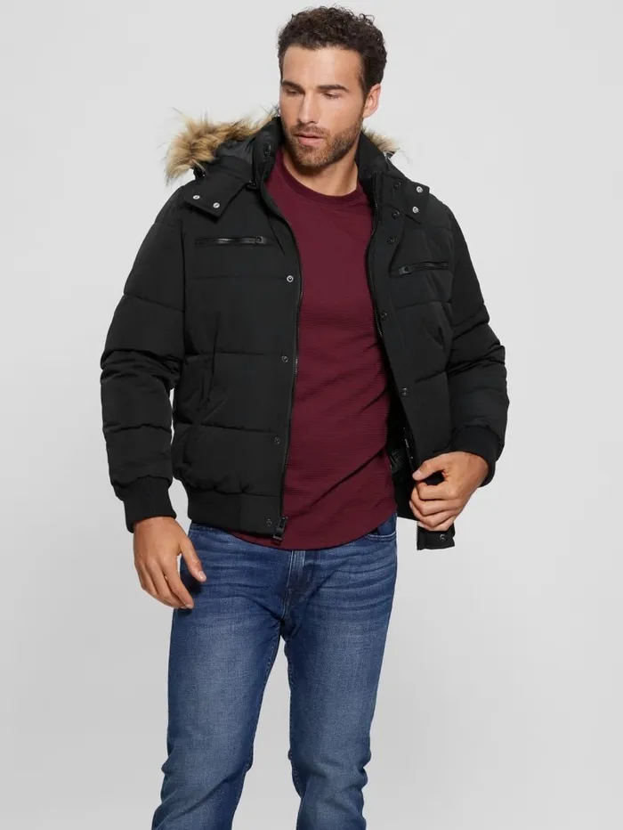 Jackets and Coats GUESS Men Heavy Flight Puffer Jacket Black Jackets and Coats GUESS Men Heavy Flight Puffer Jacket Black