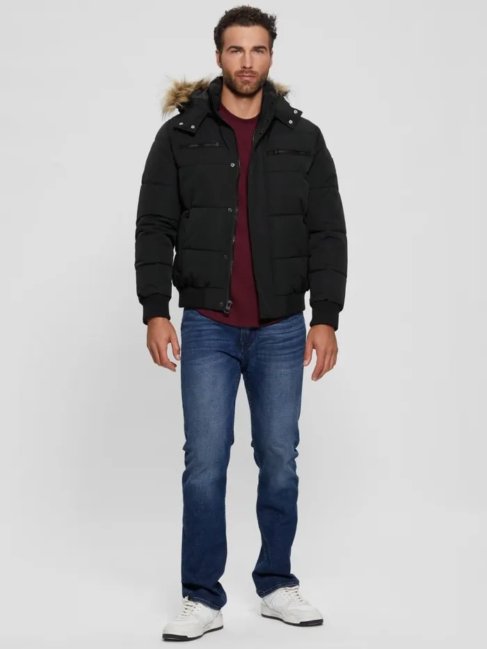 Jackets and Coats GUESS Men Heavy Flight Puffer Jacket Black Jackets and Coats GUESS Men Heavy Flight Puffer Jacket Black