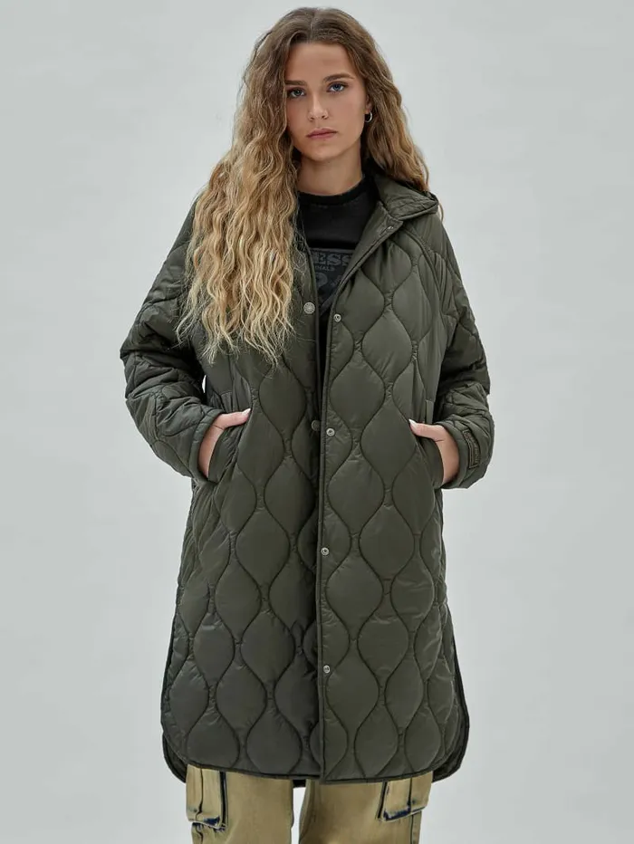 Jackets and Coats GUESS Originals Quilted Coat Jungle Night 8211 GUESS Women