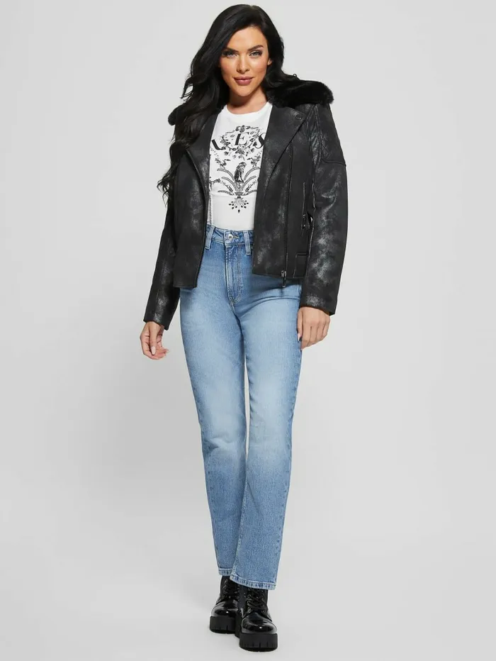 Jackets and Coats GUESS Women Olivia FauxLeather Moto Jacket Jet Black Multi Jackets and Coats GUESS Women Olivia FauxLeather Moto Jacket Jet Black Multi