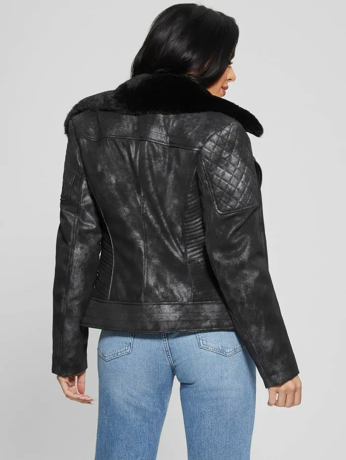 Jackets and Coats GUESS Women Olivia FauxLeather Moto Jacket Jet Black Multi Jackets and Coats GUESS Women Olivia FauxLeather Moto Jacket Jet Black Multi