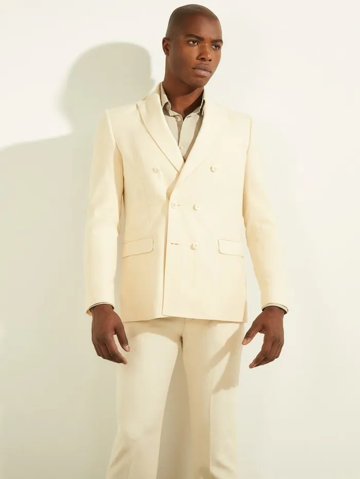 Jackets and Coats Men Eco Double Breasted Blazer Creme Brulee GUESS