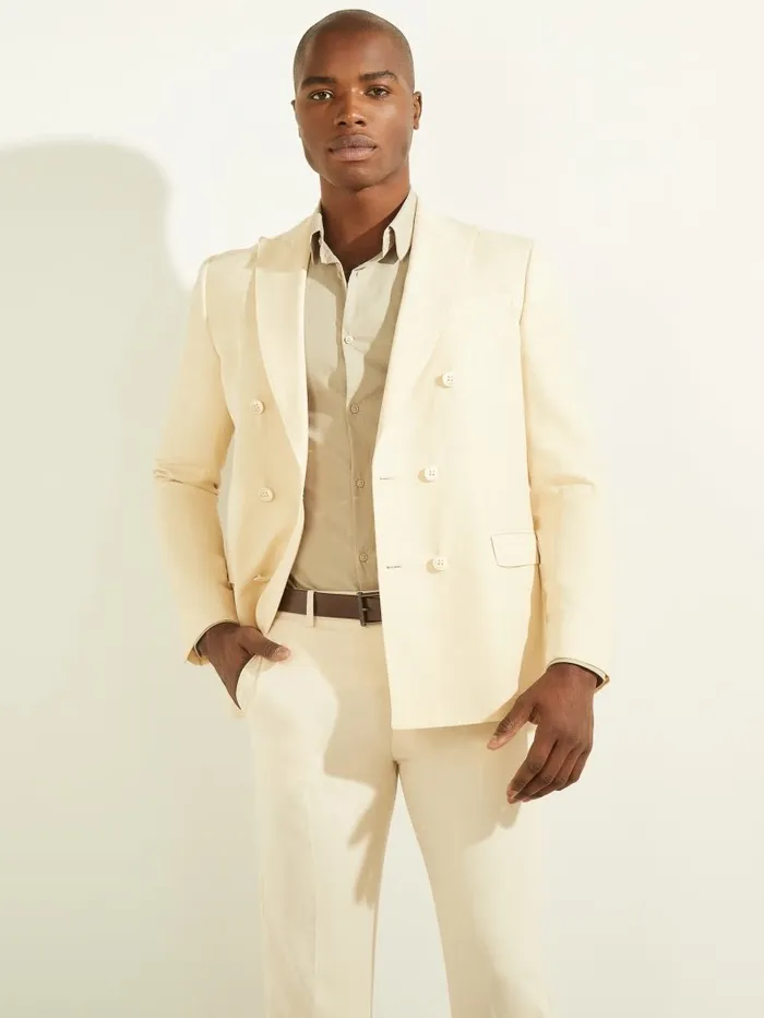 Jackets and Coats Men Eco Double Breasted Blazer Creme Brulee GUESS Jackets and Coats Men Eco Double Breasted Blazer Creme Brulee GUESS