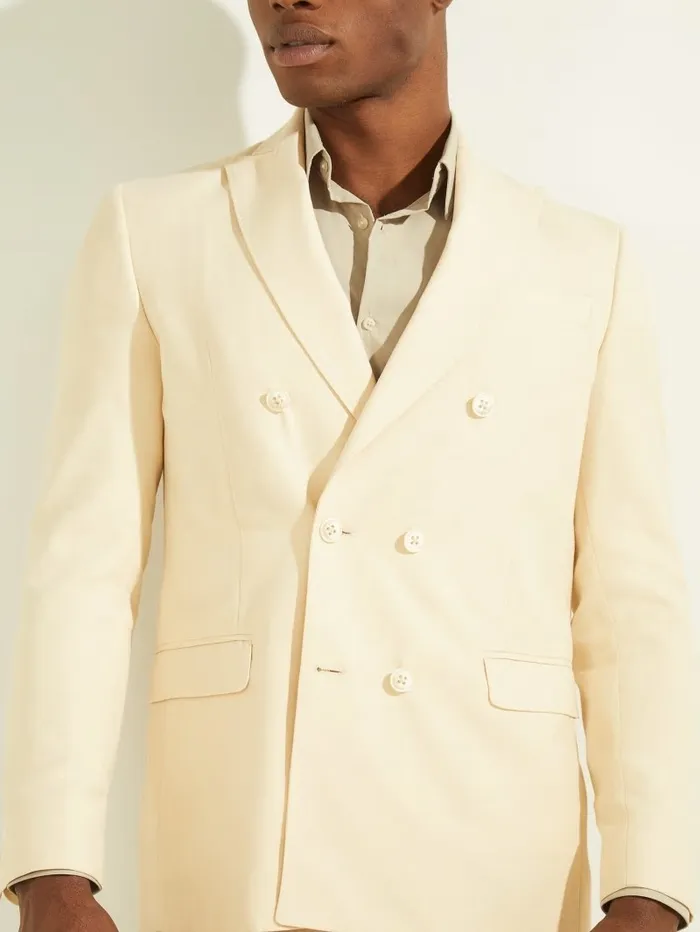 Jackets and Coats Men Eco Double Breasted Blazer Creme Brulee GUESS Jackets and Coats Men Eco Double Breasted Blazer Creme Brulee GUESS