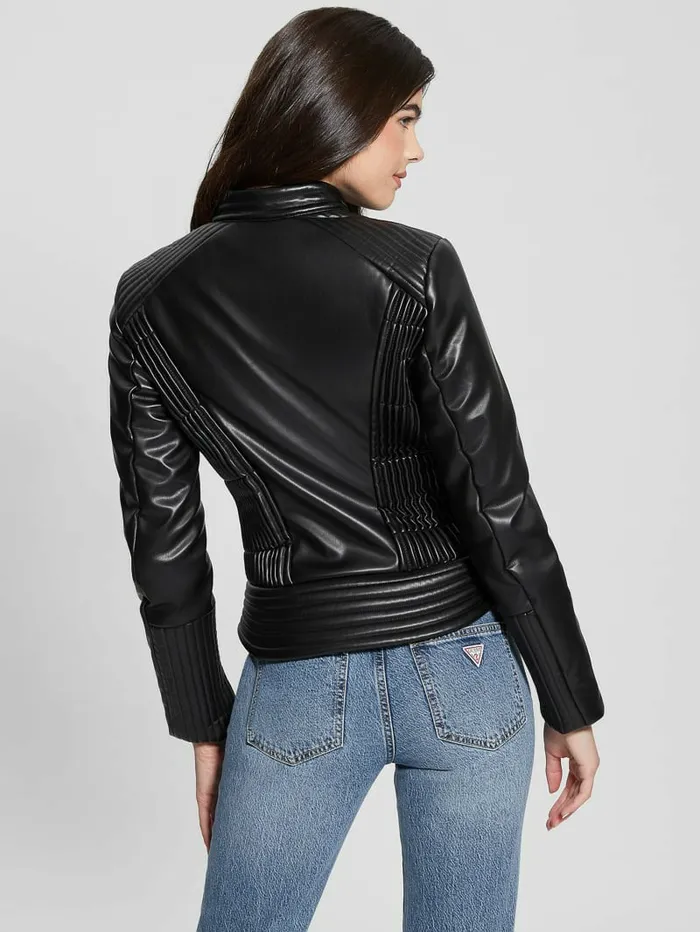 Jackets and Coats Women Lea FauxLeather Corset Jacket Black GUESS