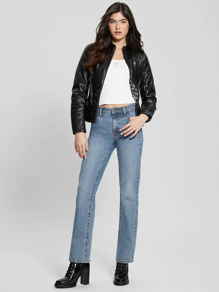 Jackets and Coats Women Lea FauxLeather Corset Jacket Black GUESS