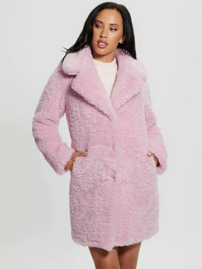 Jackets and Coats Women Nives FauxFur Coat Charming Purple GUESS Jackets and Coats Women Nives FauxFur Coat Charming Purple GUESS
