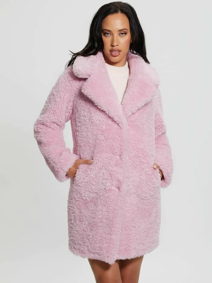 Jackets and Coats Women Nives FauxFur Coat Charming Purple GUESS Jackets and Coats Women Nives FauxFur Coat Charming Purple GUESS