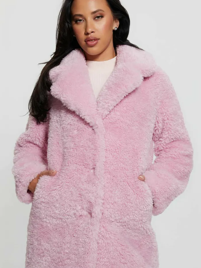 Jackets and Coats Women Nives FauxFur Coat Charming Purple GUESS Jackets and Coats Women Nives FauxFur Coat Charming Purple GUESS