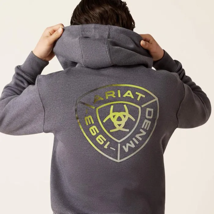 Jackets and Vests Kids Ariat Gradient Badge Hoodie Odyssey Gray Heather Jackets and Vests Kids Ariat Gradient Badge Hoodie Odyssey Gray Heather