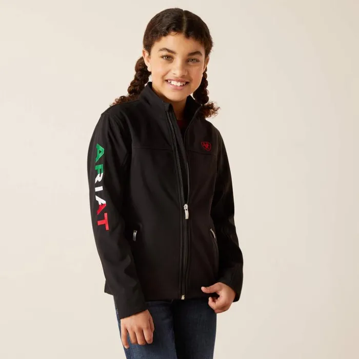Jackets and Vests Kids Ariat New Team Softshell Brand Jacket Mex Black