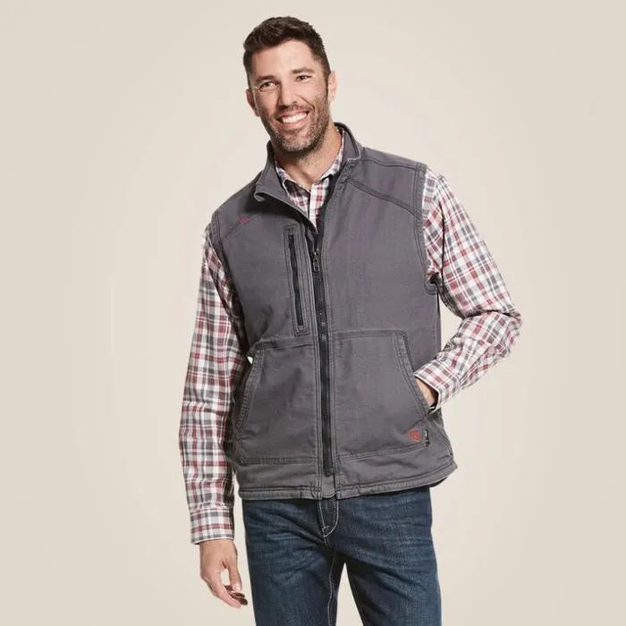 Jackets and Vests Men Ariat FR DuraLight Stretch Canvas Vest Iron Gray