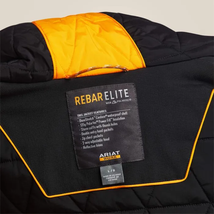 Jackets and Vests Men Ariat Rebar Polartec Elite Waterproof Insulated Jacket Black