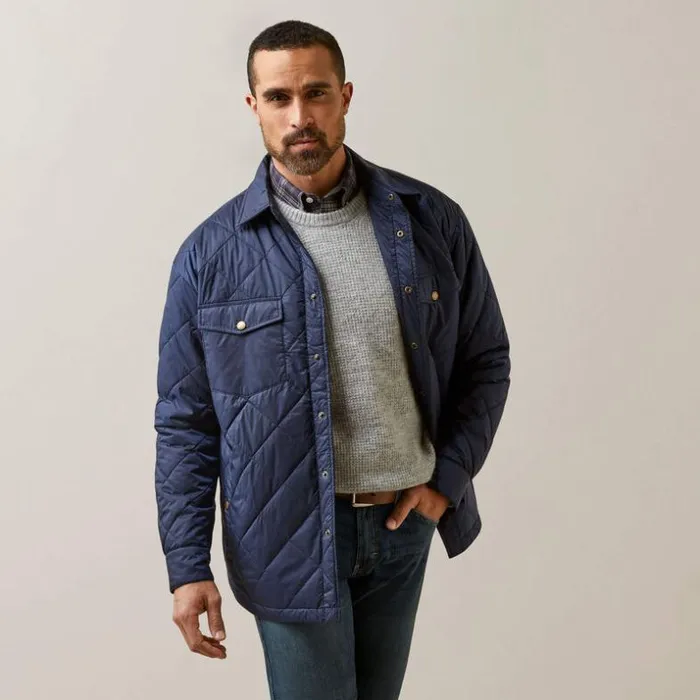 Jackets and Vests Men Ariat Stinson Shirt Jacket Navy