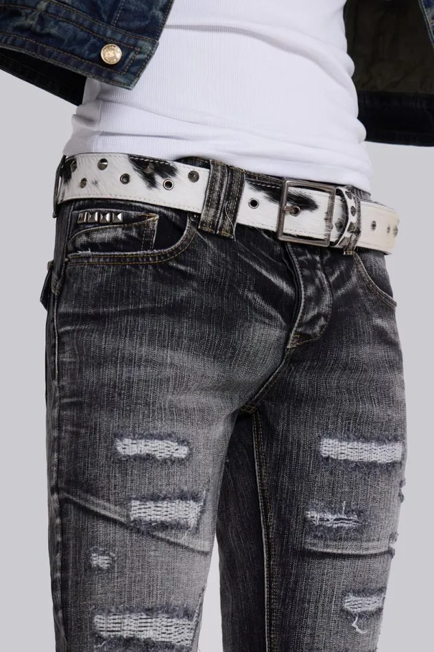 Jaded London Accessories Men Rodeo Cow 100 Leather Belt Cow