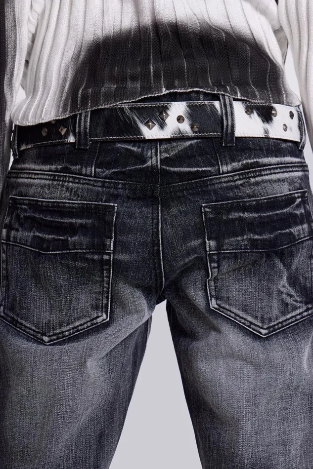Jaded London Accessories Men Rodeo Cow 100 Leather Belt Cow