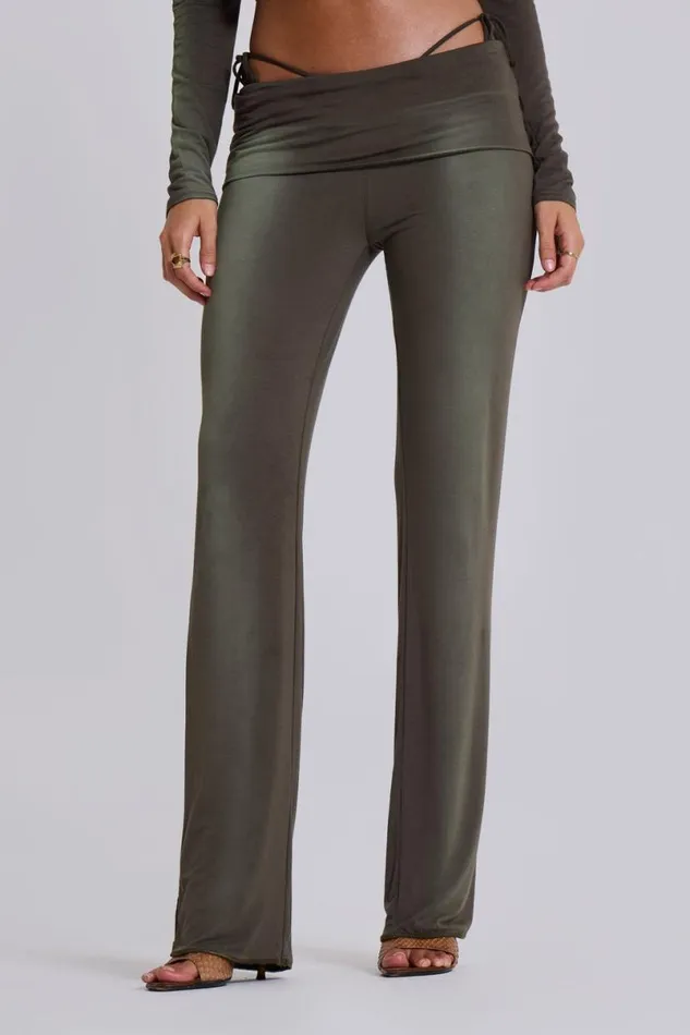 Jaded London Baggy Joggers and Sweatpants Women Tacha Fold Over Ombr Trousers Green Jaded London Baggy Joggers and Sweatpants Women Tacha Fold Over Ombr Trousers Green