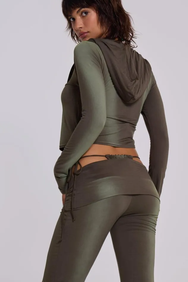 Jaded London Baggy Joggers and Sweatpants Women Tacha Fold Over Ombr Trousers Green
