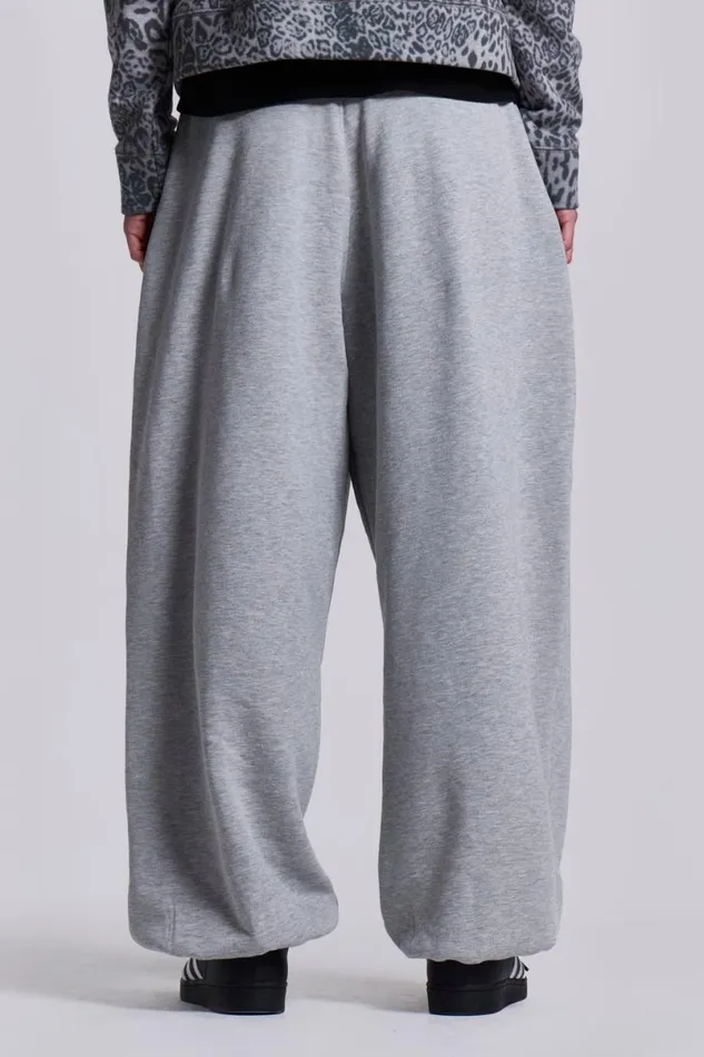 Jaded London Baggy Joggers and Sweatpants WomenUnisex Grey Marl Cuffed Baggy Monster Joggers Grey