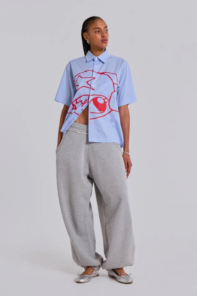 Jaded London Baggy Joggers and Sweatpants WomenUnisex Grey Marl Cuffed Baggy Monster Joggers Grey