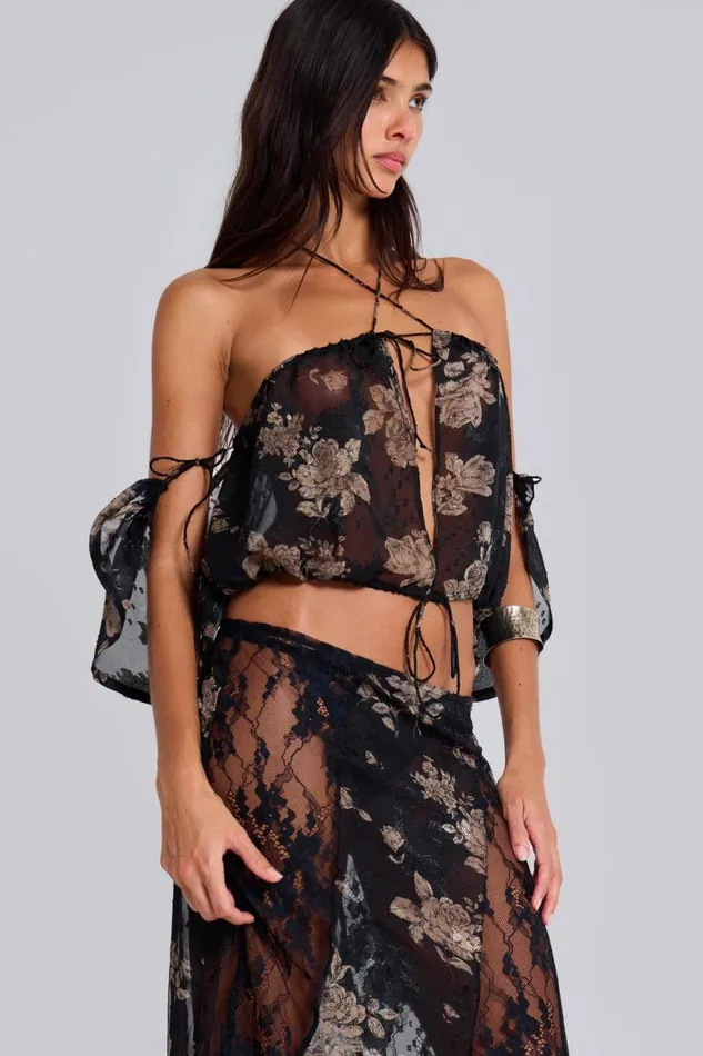 Jaded London Bandeau Tops Women Seraph Off Shoulder Top Black