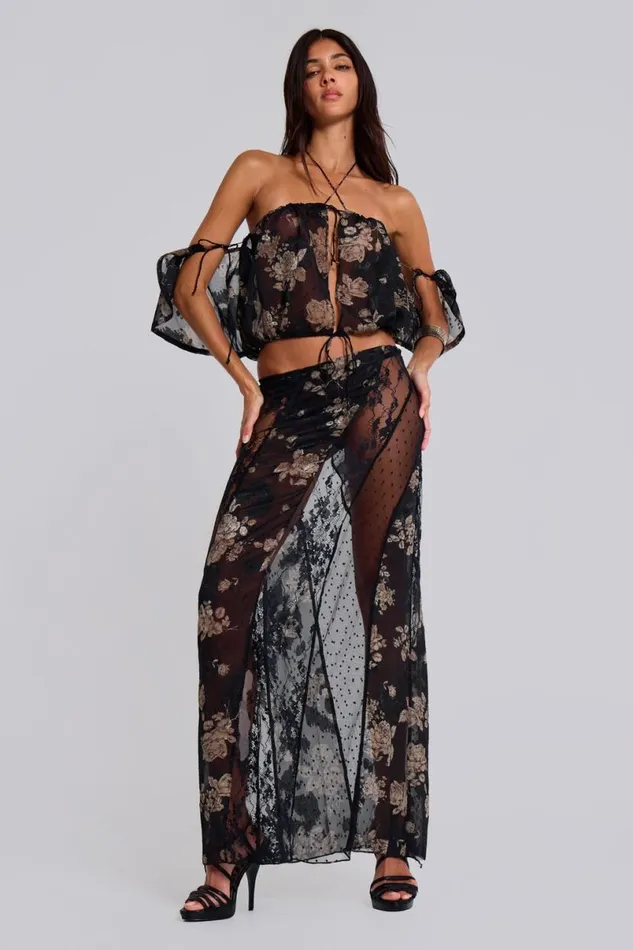 Jaded London Bandeau Tops Women Seraph Off Shoulder Top Black