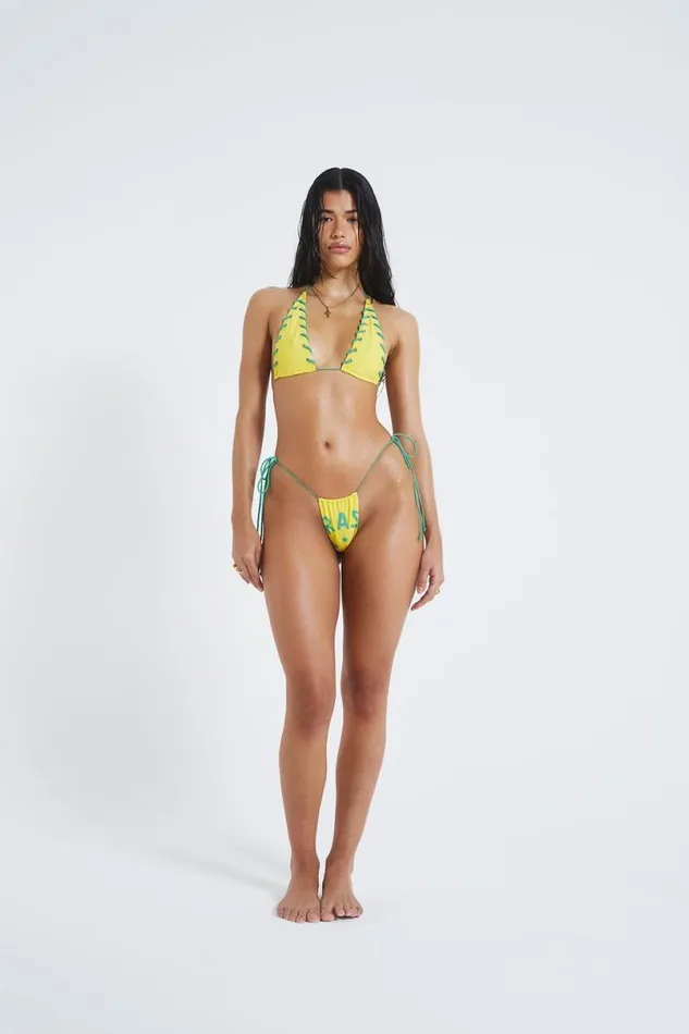 Jaded London Bikini Bottoms Women Amarela Ruched Thong Bikini Bottoms Yellow