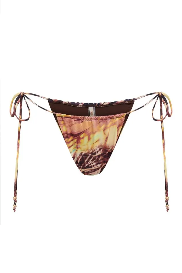 Jaded London Bikini Bottoms Women Aphrodite Micro Tie Side Bikini Bottoms Brown