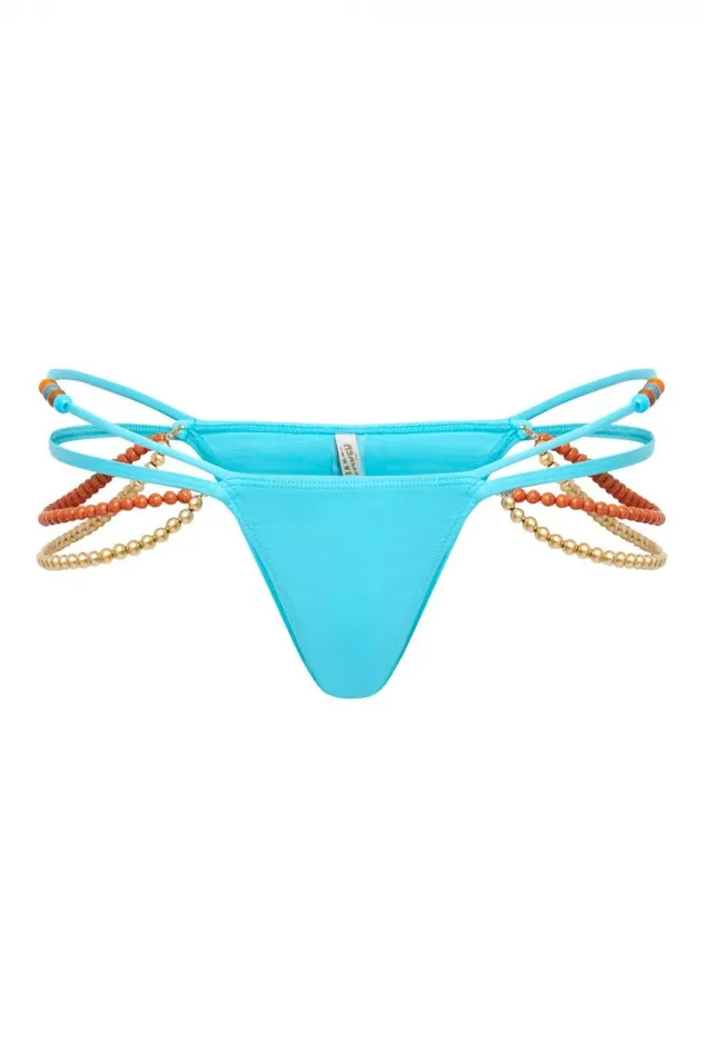 Jaded London Bikini Bottoms Women Aurora Micro Bikini Bottoms With Beaded Trim Turquoise