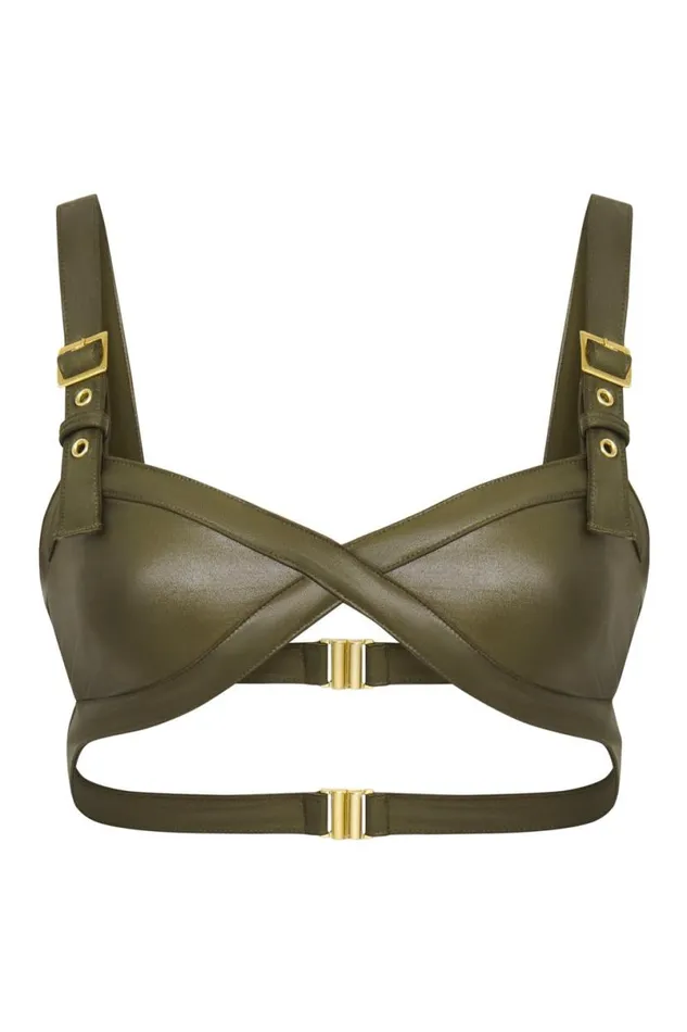 Jaded London Bikini Tops Women Hydra Bikini Top With Buckle Detail Khaki