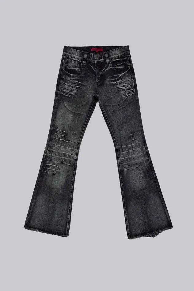 Jaded London Bootcut Jeans Men Washed Black Drift Jeans Black