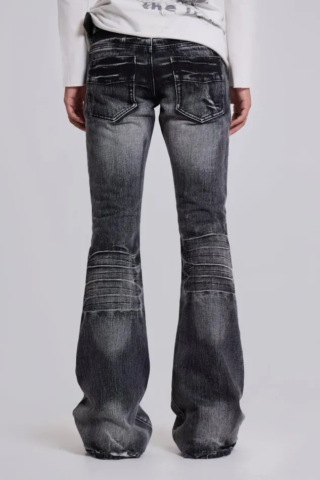 Jaded London Bootcut Jeans Men Washed Black Drift Jeans Black