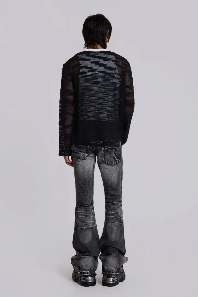 Jaded London Bootcut Jeans Men Washed Black Drift Jeans Black