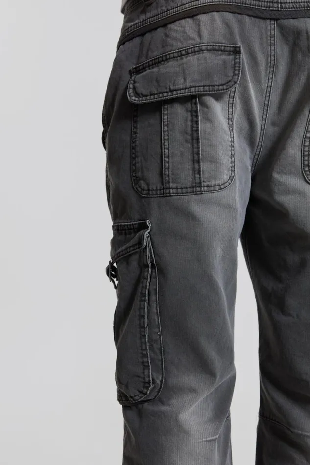 Jaded London Cargo Pants Men Grey Slub Denim Cargos Grey