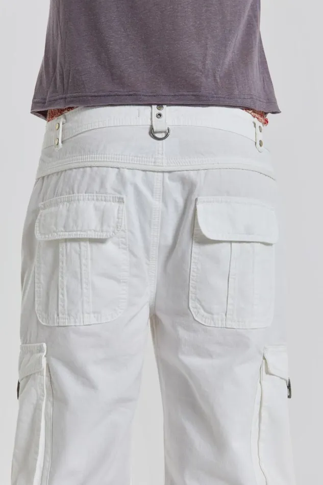 Jaded London Cargo Pants Men White Straight Leg Cargo Trousers White