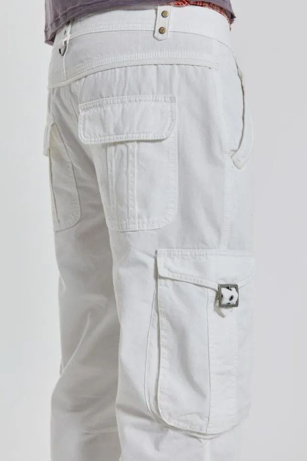 Jaded London Cargo Pants Men White Straight Leg Cargo Trousers White