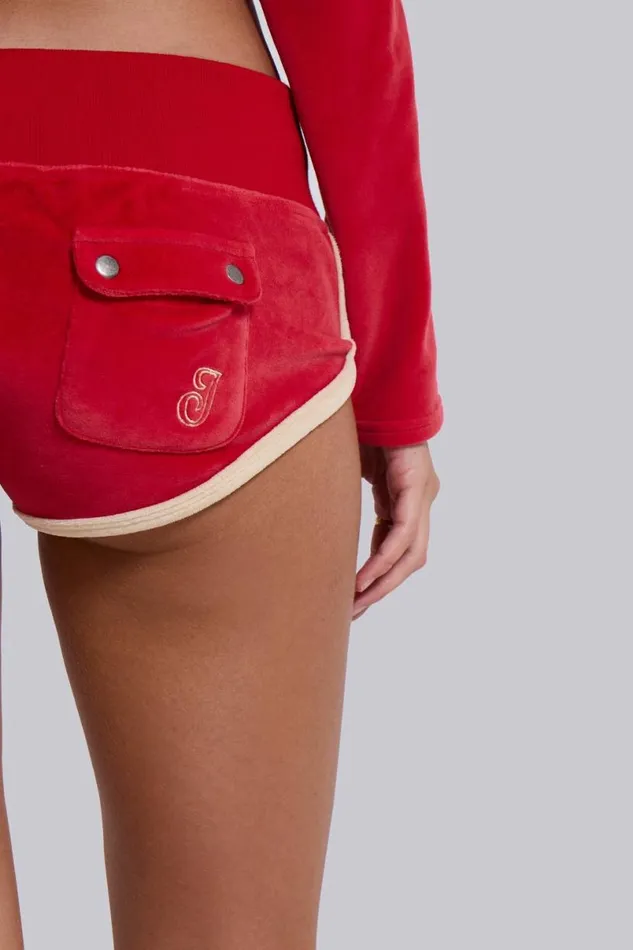Jaded London CoOrds Women Red Three Velour Mini Runner Shorts Multi