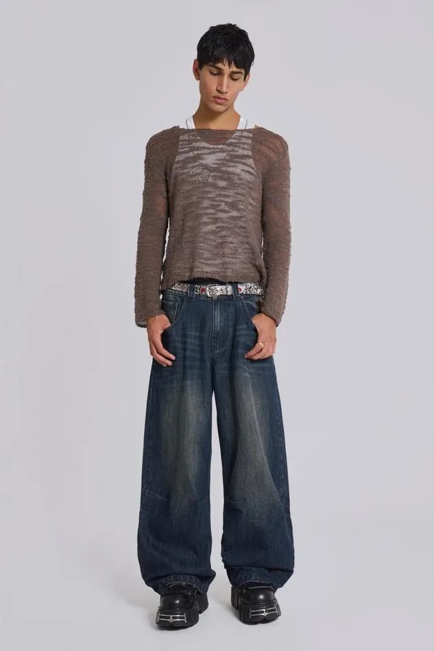 Jaded London Colossus Jeans Men Mid Blue Slub Colossus Jeans Dark Blue
