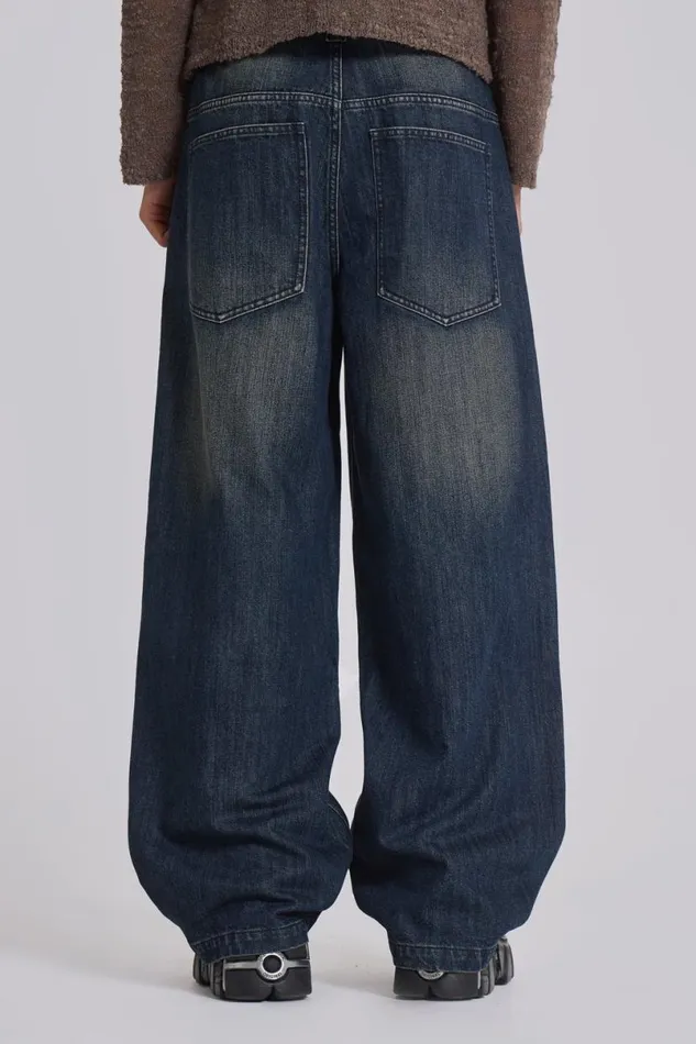 Jaded London Colossus Jeans Men Mid Blue Slub Colossus Jeans Dark Blue