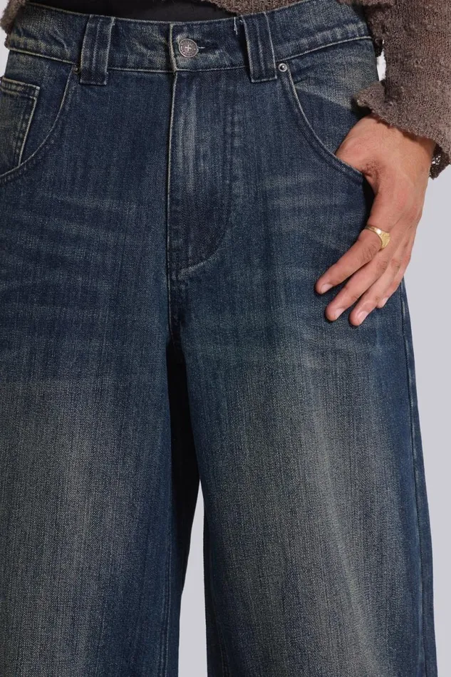 Jaded London Colossus Jeans Men Mid Blue Slub Colossus Jeans Dark Blue