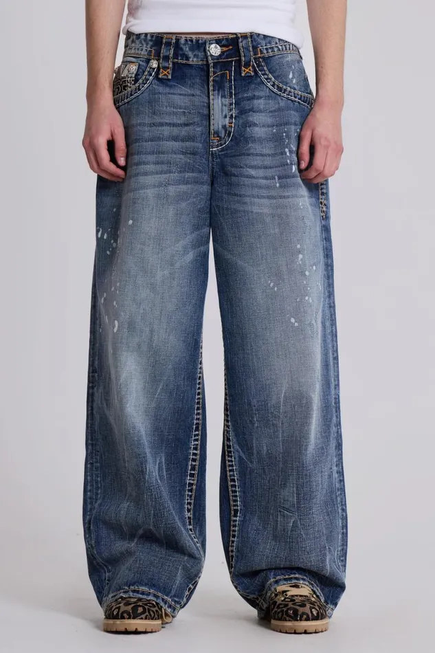 Jaded London Colossus Jeans Men Rock Revival Axel Colossus Jeans Blue