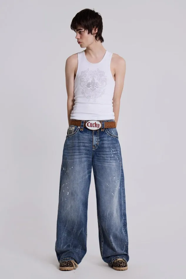 Jaded London Colossus Jeans Men Rock Revival Axel Colossus Jeans Blue
