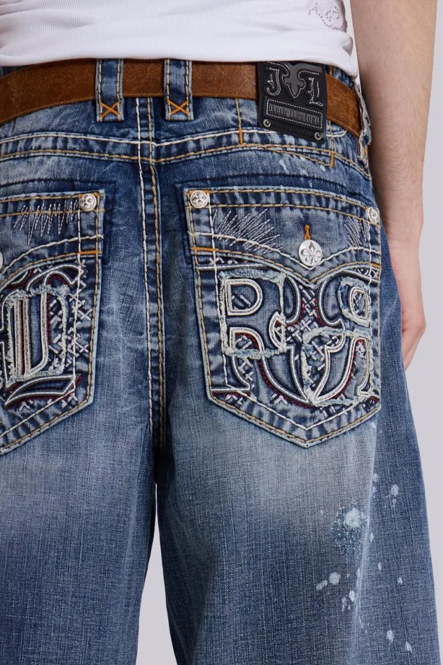 Jaded London Colossus Jeans Men Rock Revival Axel Colossus Jeans Blue