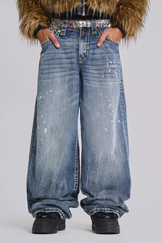 Jaded London Colossus Jeans Men Rock Revival Axel Colossus Jeans Blue