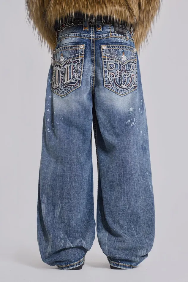 Jaded London Colossus Jeans Men Rock Revival Axel Colossus Jeans Blue